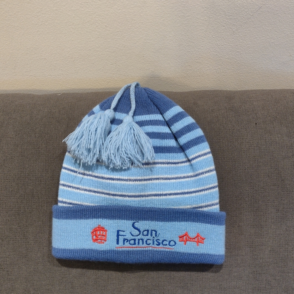 Blue and White San Francisco Beanie